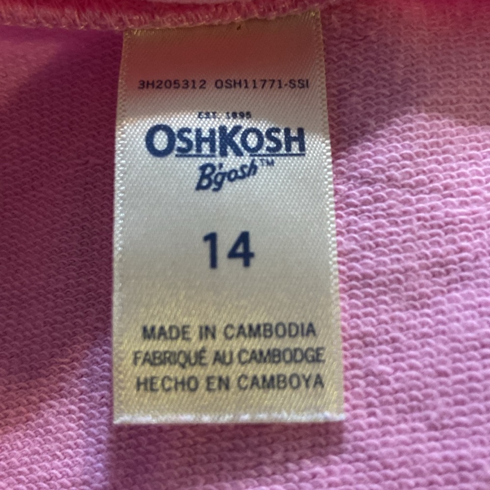 Kids OSHKOSH B’Gosh French Pink Top long sleeve w/Eyelet lace around Bottom 14 - Picture 7 of 7